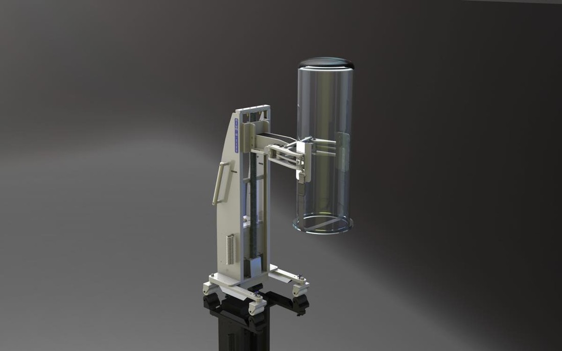 #21366 Clamping lifter for handling quartz glass | 電動アーム付きリフト機 SAアームリフト[SA arm-Lift] ｜三愛化成商事株式会社